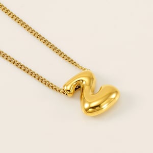 1 piece simple series daily letter titanium steel  gold plated unisex pendant necklaces h5
